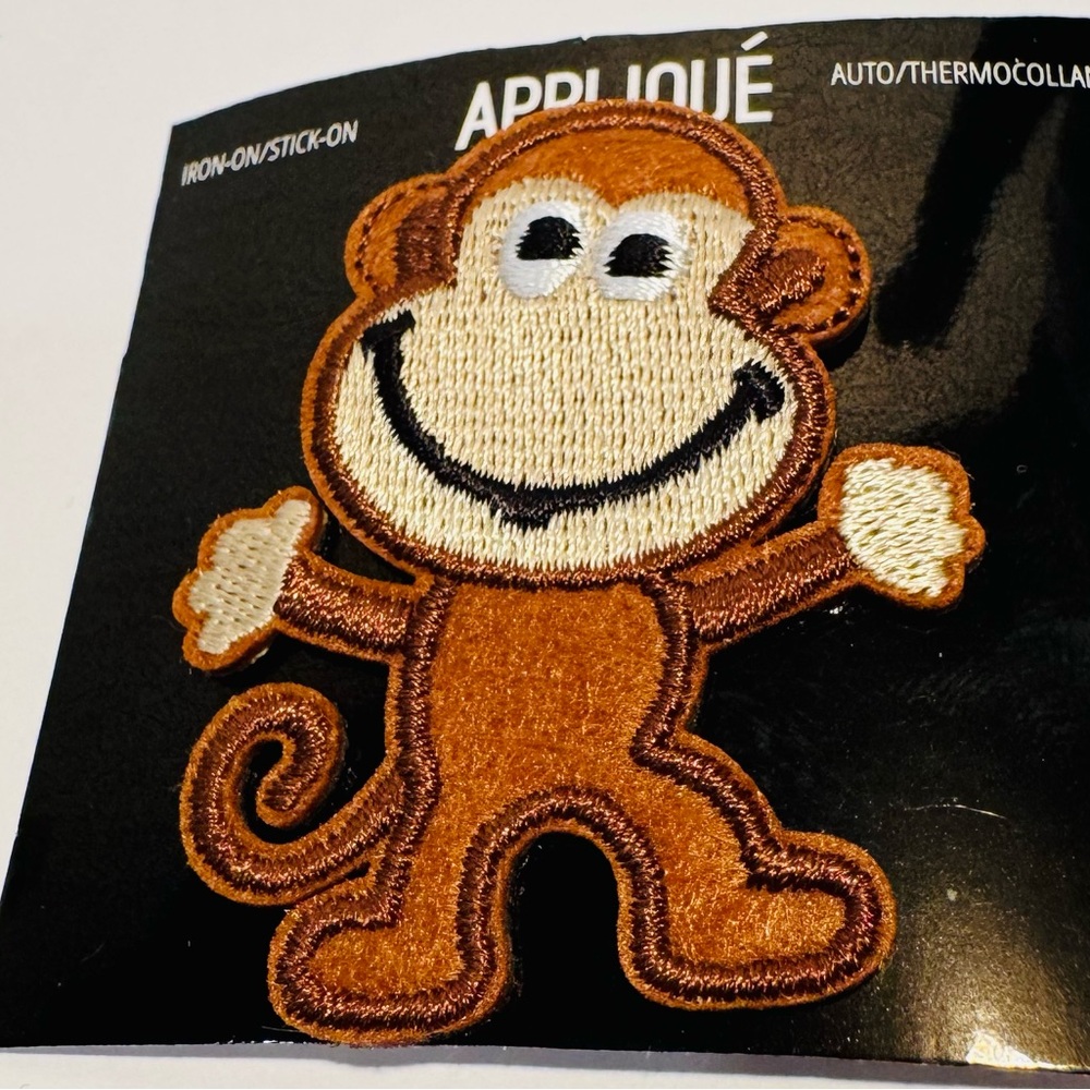 Monkey Woven Appliqué Iron-On Patch 1 1/2” x 2” NWT
